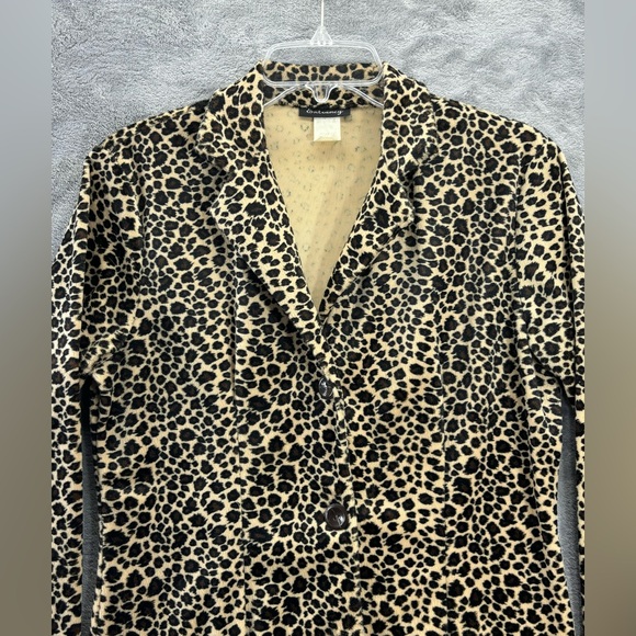 VTG Entrancy Leopard Button Shirt Teddy Jacket Lightweight USA Small Y2K 80s 90s - Picture 16 of 16
